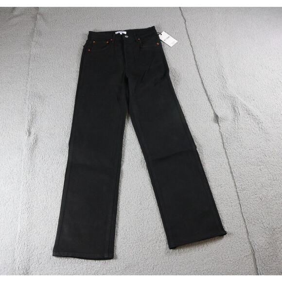 Re/Done Womens 25 Black Jeans 70s Ultra High Rise Stove Pipe New - Picture 1 of 6